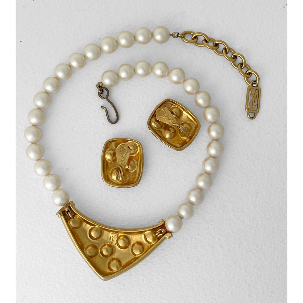 Vintage Yves Saint Laurent ネックレス ビーズ YSL Proantic: Ysl Yves Saint Laurent Necklace Golden Crystal Color